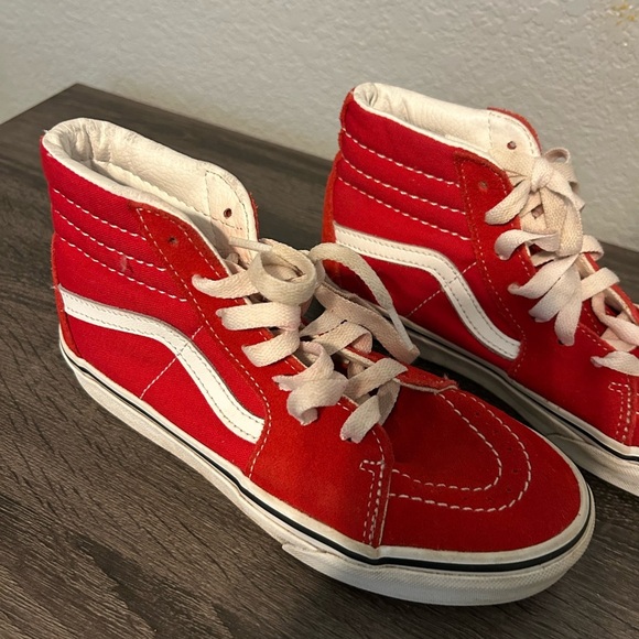 Vans Kids Red and White High-Top Sneakers - Picture 2 of 7